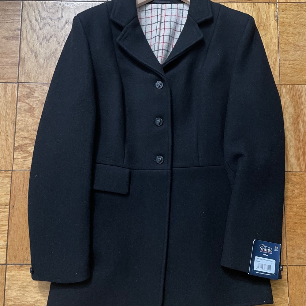 NWT Shires Clifton Equestrian Hunt Coat, Women’s Size 40, Black Melton Wool